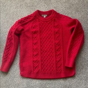 J. Crew Vibrant Red Cable Knit Sweater